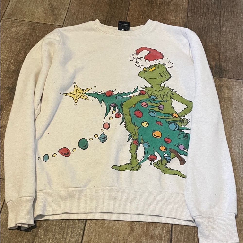 Dr. Seuss Grinch Crewneck Sweater - White and Green